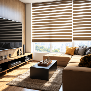 Sala moderna bañada de luz y sombras zebra