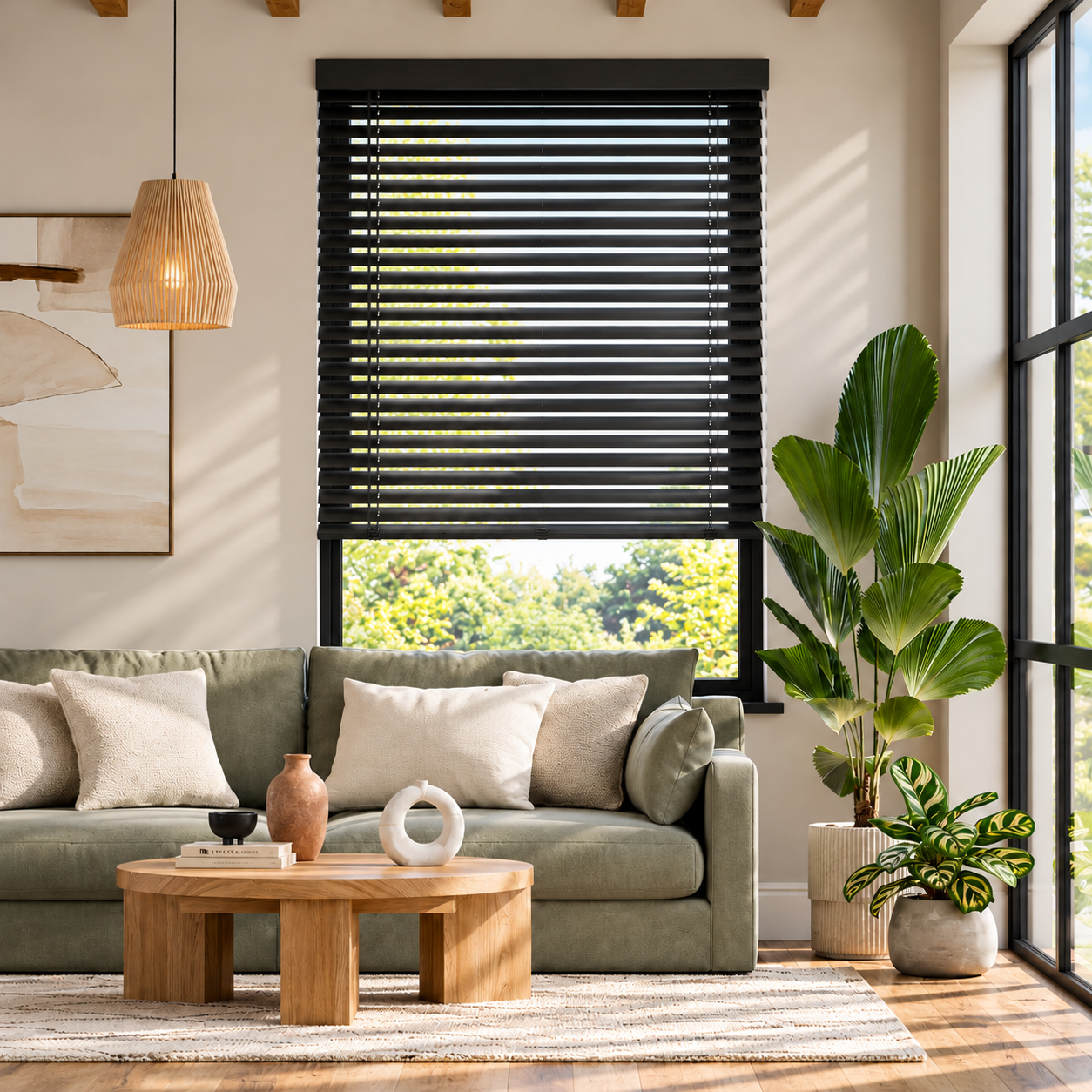 persiana-horizontal-de-madera-comedor-moderno-negro
